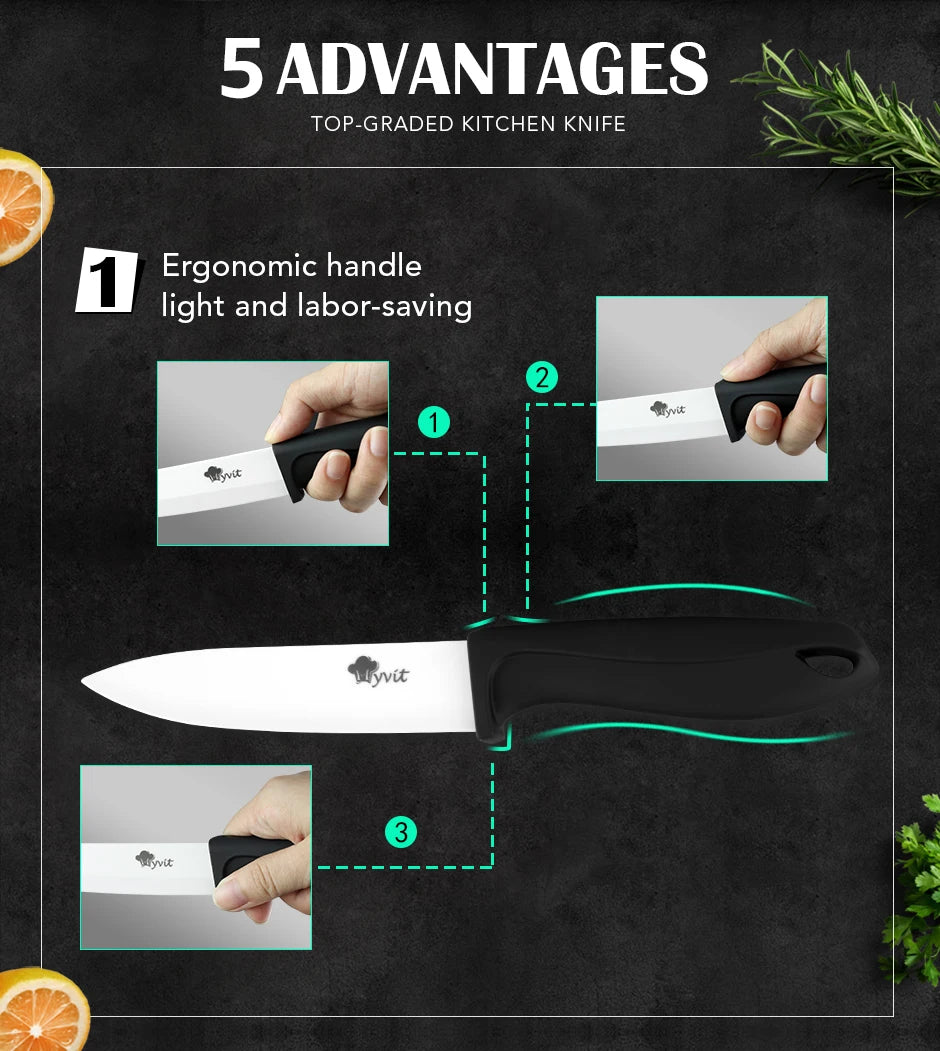 Ceramic Knives Kitchen Knive 3 4 5 6 inch Chef Paring Utility Slicing Bread Knife +Peeler Zirconia White Blade Cooking Tool