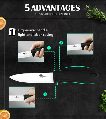 Ceramic Knives Kitchen Knive 3 4 5 6 inch Chef Paring Utility Slicing Bread Knife +Peeler Zirconia White Blade Cooking Tool