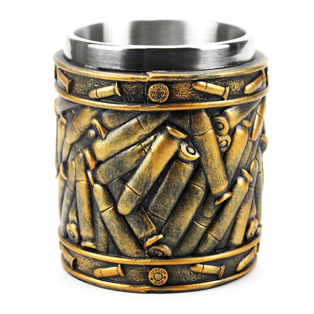 Gun Mugs Revolver Gun Pistol Tankard Mug With Ammo Bullet Round Shells Mugs Cup Birthday Christmas Halloween Gift 400ml