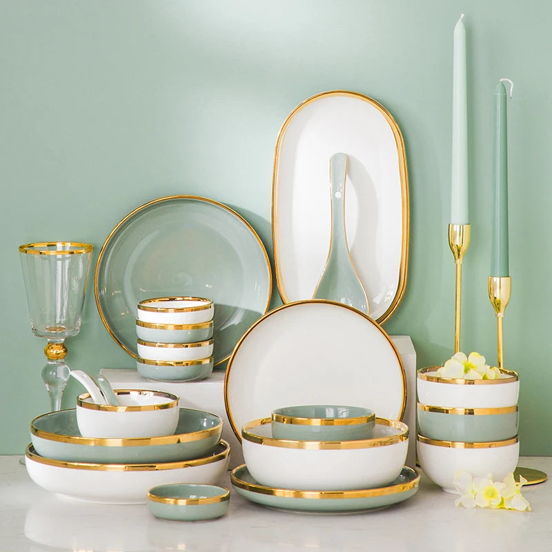 Wholesale Luxury Plates Sets Dinnerware Set Modern Ceramic Set Dinnerware 41 PCS for 8 Person for Hotel Restaurant,home