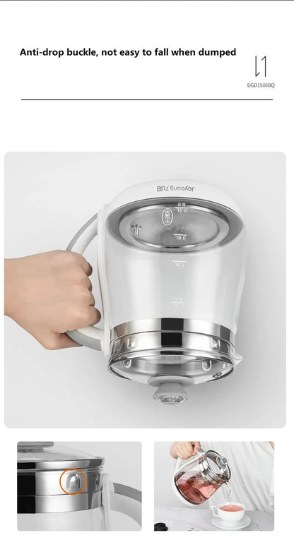 220V 1.5L Household Electric Kettle Automatic Glass Health Preserving Pot Portable Mini Multi Cooker Tea Dessert Cooker