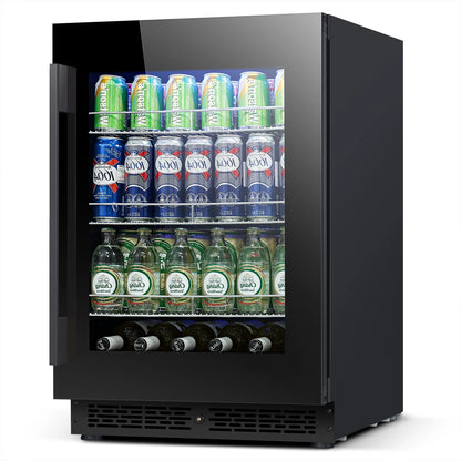 Factory Supply Black Color Beer Beverages Cooler 110L Stainless Steel Built-In Glass Door Refrigerator with Lock