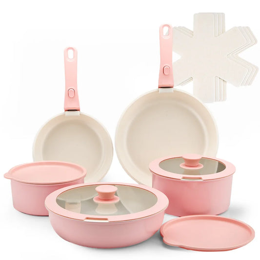11-Piece Eco-Friendly Heavy-Duty Kitchenware Set with Cooling Racks Covers for Cooking Baking Roasting-Hand Wash Only