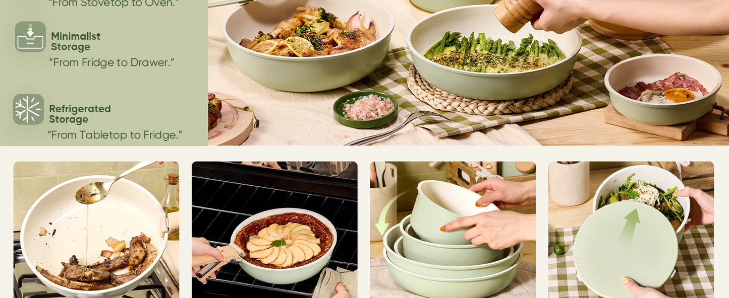 11-Piece Eco-Friendly Heavy-Duty Kitchenware Set with Cooling Racks Covers for Cooking Baking Roasting-Hand Wash Only