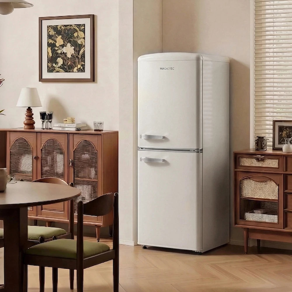 MDRF160-RE Retro160L Frost-Free Energy Efficient Electric Refrigerator Bottom Mount Freezer Air Cooling Stainless Portable Hotel