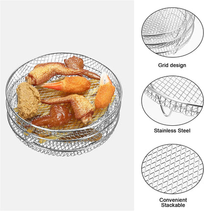 Stainless Steel Grill Basket Non-stick Mesh Basket Set Air Fryer Tray Wire Rack Roasting Basket