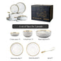 Luxury Elegant Vintage Hotel Restaurant Home Porcelain Tableware Gold Edge Ceramic Bowl Dinner Plates Dishes Dinnerware Set