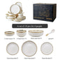 Luxury Elegant Vintage Hotel Restaurant Home Porcelain Tableware Gold Edge Ceramic Bowl Dinner Plates Dishes Dinnerware Set