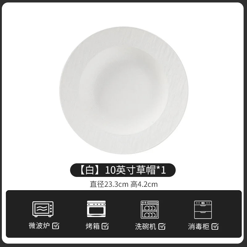 European-Style Minimalist Ceramic Tableware Set Black White Slate Series Includes Rice Bowls Plates Dishes-Available