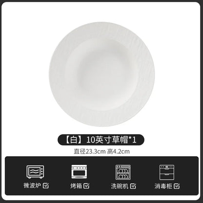 European-Style Minimalist Ceramic Tableware Set Black White Slate Series Includes Rice Bowls Plates Dishes-Available