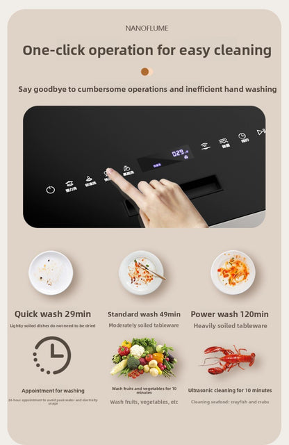 Integrated Sink Dishwasher Built in Disinfection Cabinet Large Capacity Fully Automatic Home Ultrasonic Cleaning EU US UK Plug