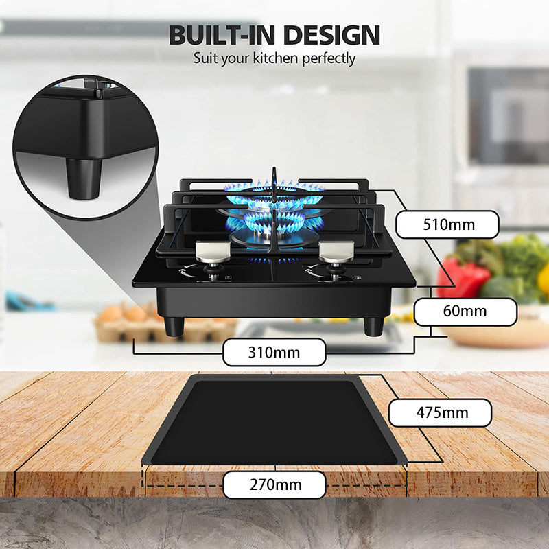 Gas Cooktop 2 Burner Propane Cooktop, 12 Inch Gas Stove Top with Thermocouple Protection, LPG/NG Dual Fuel