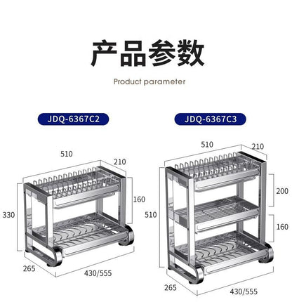 2 /3 Tier Dish Bowl Drainer Storage Rack Kitchen Dish Drying Rack with Drain Basket Countertop Dinnerware Organizer Drainboard