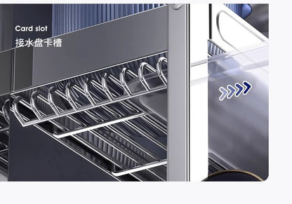 2 /3 Tier Dish Bowl Drainer Storage Rack Kitchen Dish Drying Rack with Drain Basket Countertop Dinnerware Organizer Drainboard