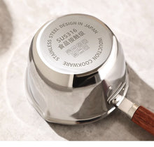 316Stainless Steel Oil Pot Mini Hot Milk Pan Frying Pan Wooden Handle Small Saucepan Boiling Butter Melt Pot Kitchen Accessories