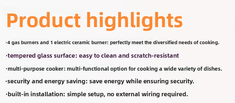 High Quality Cooktop 4 Gas 1 Single Electric  Ceramic Hob Built in Induction and Gas Stove