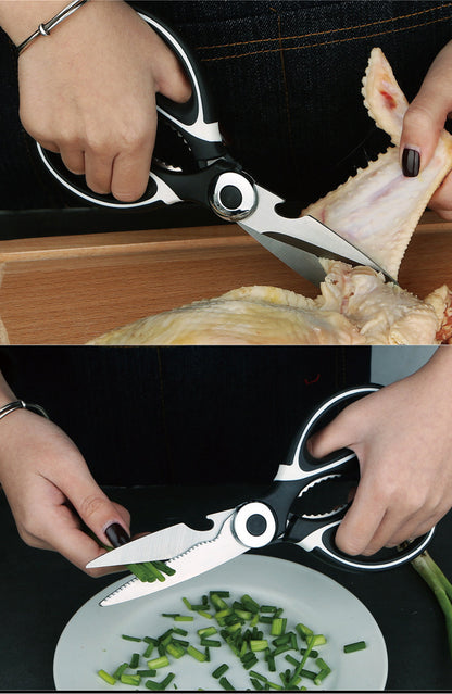 Multipurpose Stainless Steel Kitchen Scissors Heavy Duty Dishwasher Safe for Cutting Meat Poultry Fish and Opening Bottles