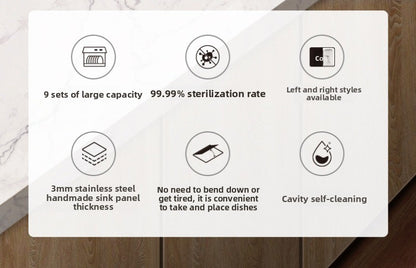 Integrated Sink Dishwasher Built in Disinfection Cabinet Large Capacity Fully Automatic Home Ultrasonic Cleaning EU US UK Plug