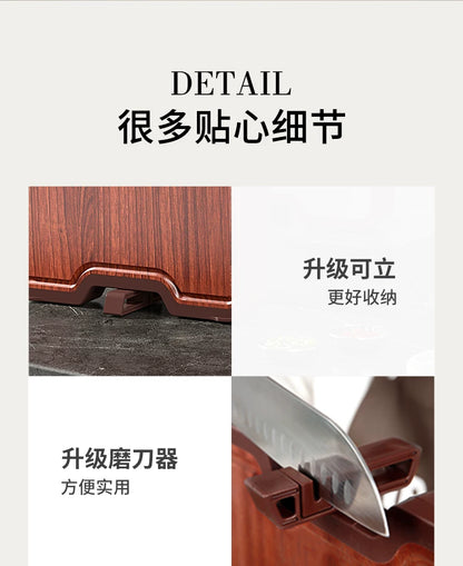 Double-Sided Antibacterial Cutting Board Mold Resistant PP Material Ebony & 316 Stainless Steel Chopping Block for Kitchen
