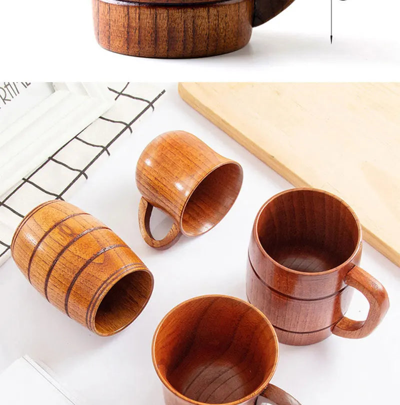 Wooden Cups Handmade Jujube Wood Handle Cups Handle Beer Coffee Milk Tea Mug Handmade Natural Kitchen Bar Drinkware Cup