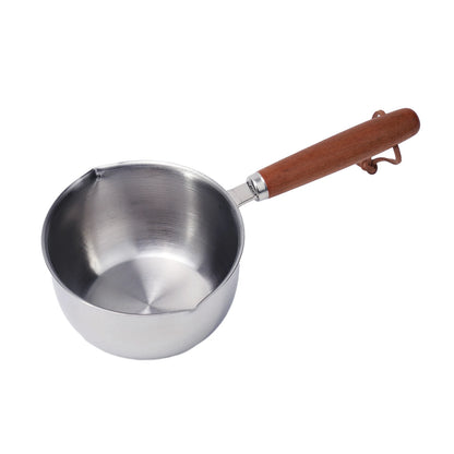 Stainless Steel Hot Oil Pot Milk Pan With Wooden Handle Small Pot Cooking Butter Melting Pot Sauce Pan Kitchen Pan