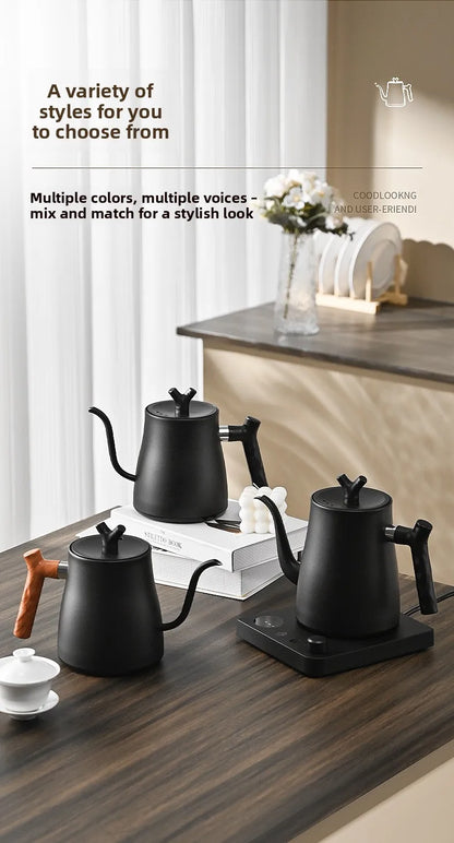 1000ML Stainless Steel Gooseneck Electric Kettle with Digital Temperature Control for Precise Brewing of Coffee and Tea