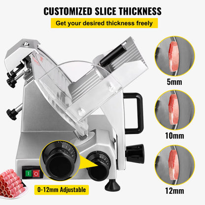 SucceBuy Meat Slicer 200W/240W/320W/340W Electric Deli Food Slicer Adjustable Thickness Commercial and Home Use Cut Meat Cheese