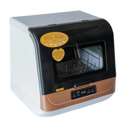 DWS-T05 Portable Mini Dishwasher Countertop with 5L Built-in Water Tank for Apartments RVs, No Hookup Needed, 4 Programs