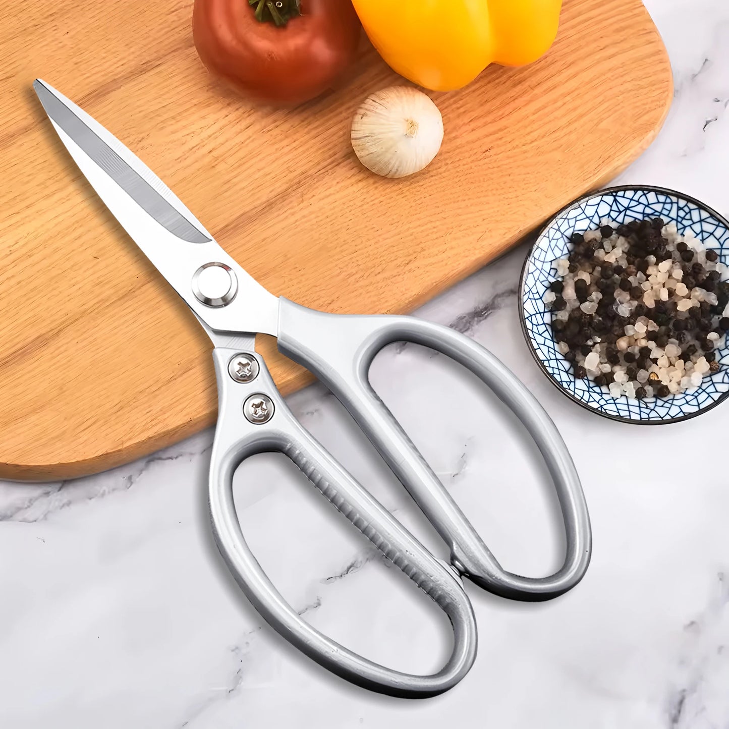 1PC，Stainless steel kitchen Scissors Barbecue Scissors Meat Fish Vegetable Cooking Kitchen Scissors Food Scissors Cooking Tools