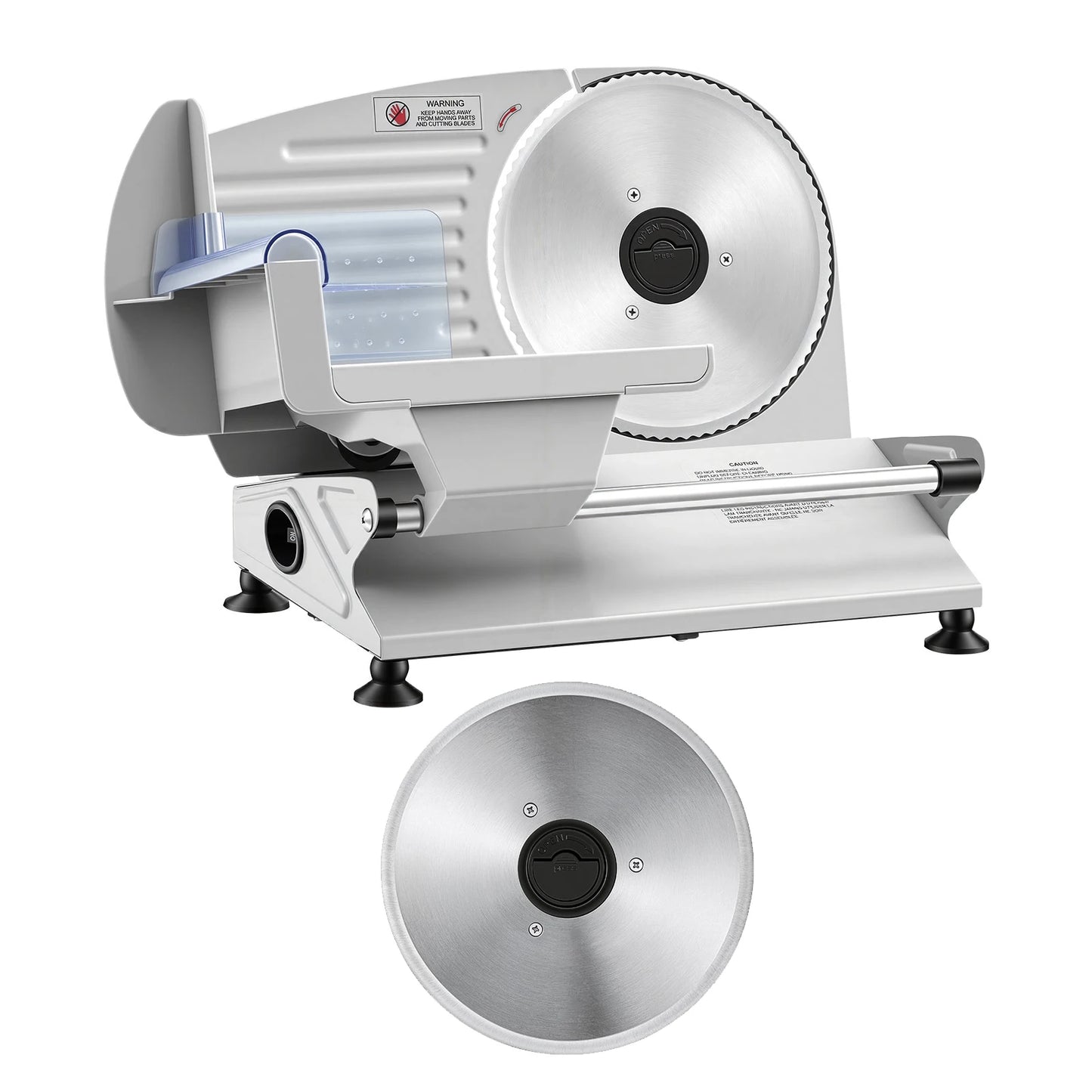 SucceBuy 200W Meat Slicer 7.5" Electric Deli Slicer with 2 SUS420 Blades & 0-0.6" Adjustable Thickness for Frozen Meat Ham Steak