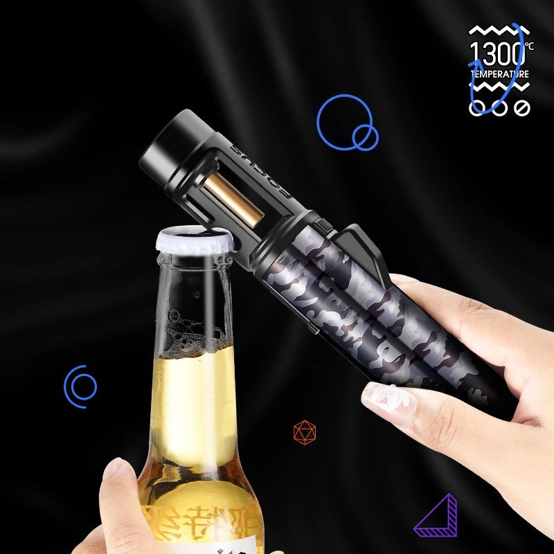 New Powerful Metal Gas Lighter Windproof Kitchen Cooking Torch Flame Jet Barbecue Smoking Accessories Cigar Lighters Men's Gift