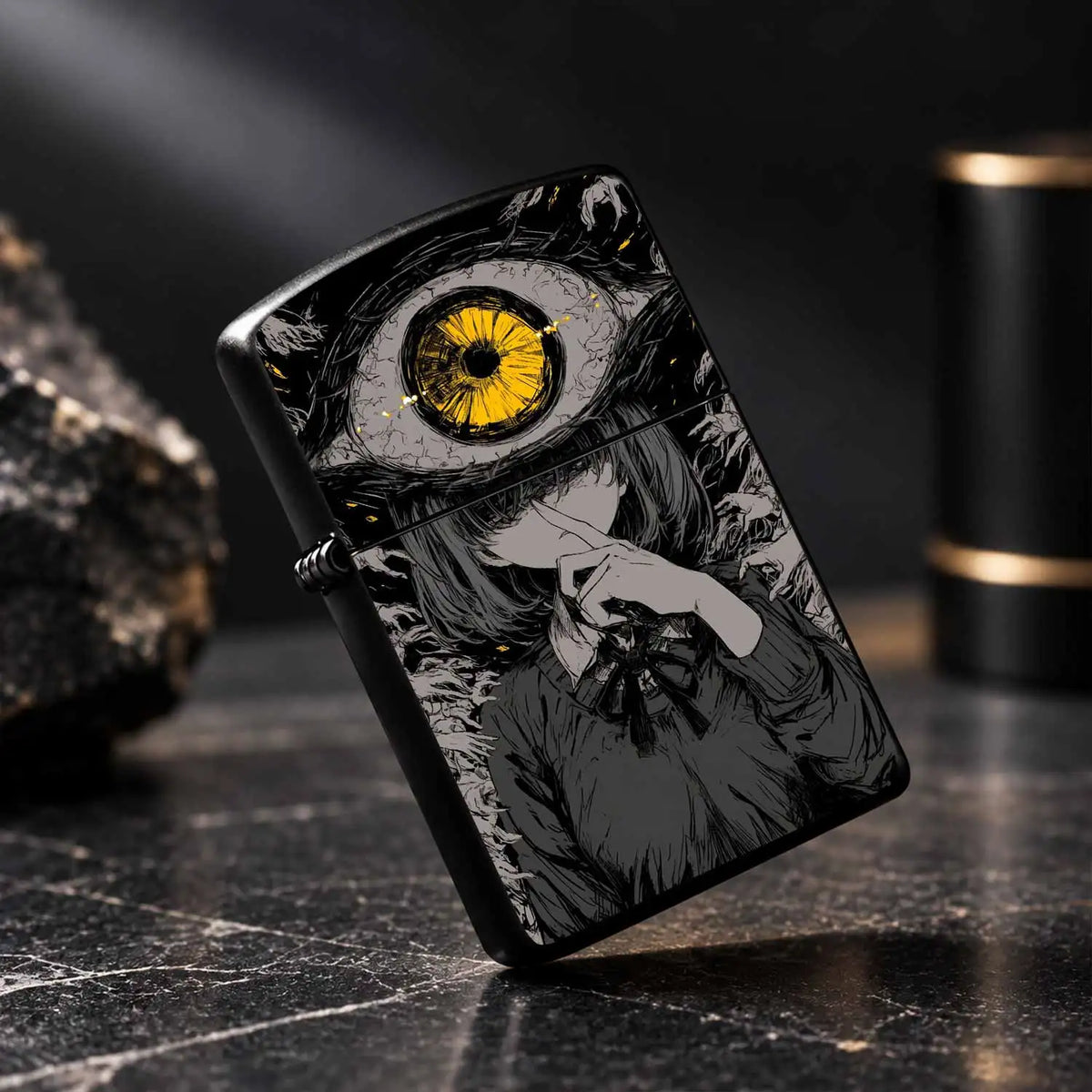 Dark Style One-Eyed Girl Art Illustration Lighter, Trendy Unique Vibe Portable Daily Essential, Distinctive Subculture Design Niche Collectible, Multi-Scene Practical Gift Choice, High Recognition Creative Portable Practical