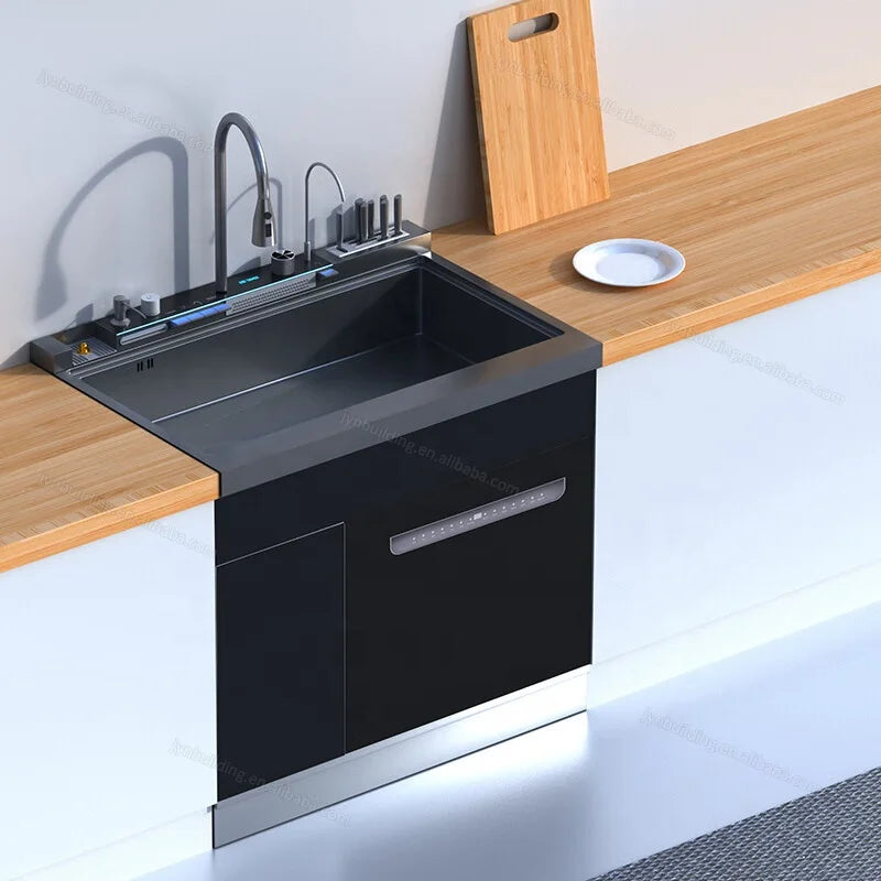 Integrated Sink Dishwasher Home Embedded Dishwasher 110~220V Integrated Dishwasher 304 SUS Ultrasonic Integrated Kitchen Sink