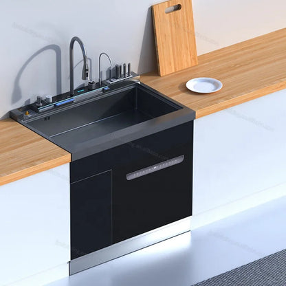Integrated Sink Dishwasher Home Embedded Dishwasher 110~220V Integrated Dishwasher 304 SUS Ultrasonic Integrated Kitchen Sink