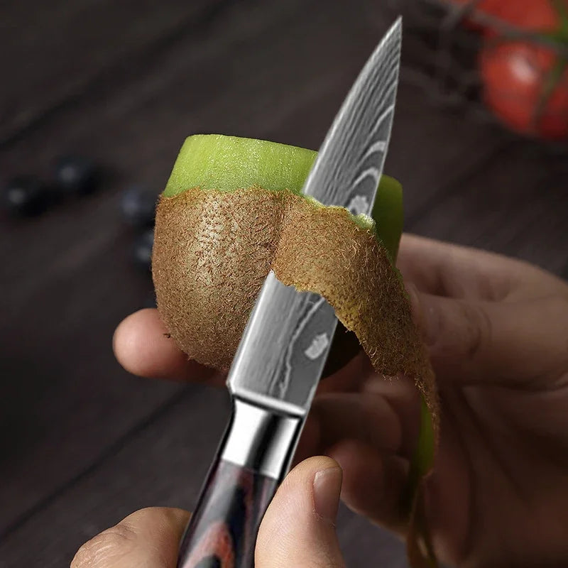 WXCOO 1~3 Pcs Knife Kitchen Utility Damascus Laser Santoku Japanese Chef Cleaver Slicing Wooden Handle Kitchen Accessories