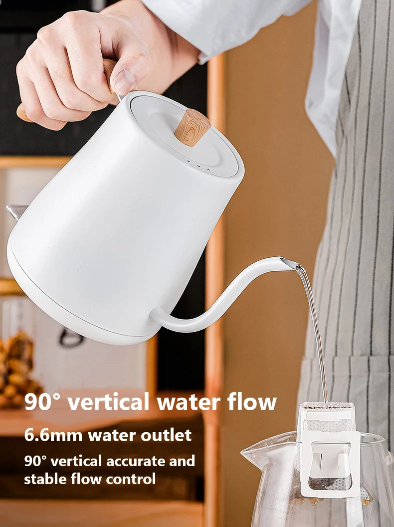 110V/220V Electric Kettle 800ml Hand Brew Coffee Pot Gooseneck Jug Slender Mouth Teapot 304 Stainless Steel Liner Kettle 1000W