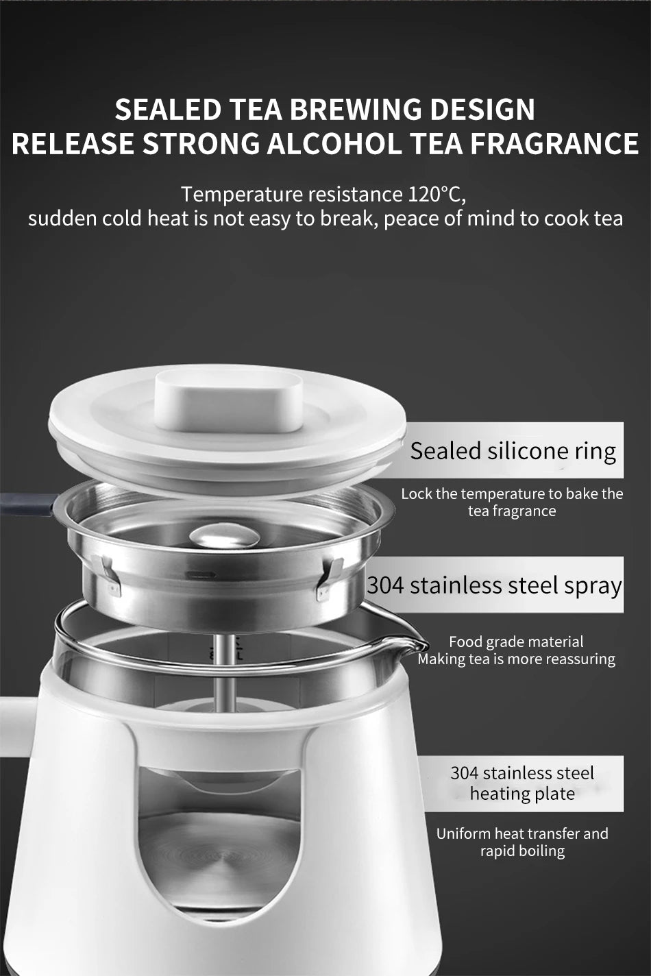 Black Tea Brewing Electric Tea Pot - Automatic Steam Glass Tea Maker for Boiling Water Health Preservation