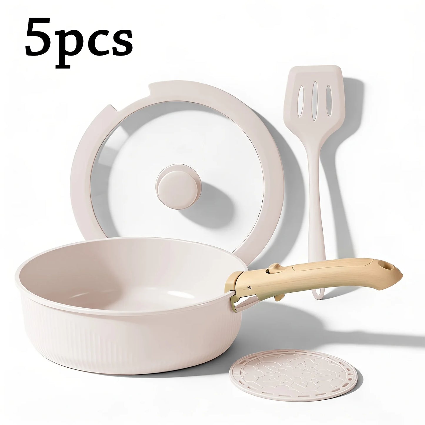 24pcs/7pcs/5pcs Cookware Set Non-Stick Pots & Pans Induction-Ready Kitchen Cookware Set Includes Skillet/Frying Pan/Soup Pot/Ste