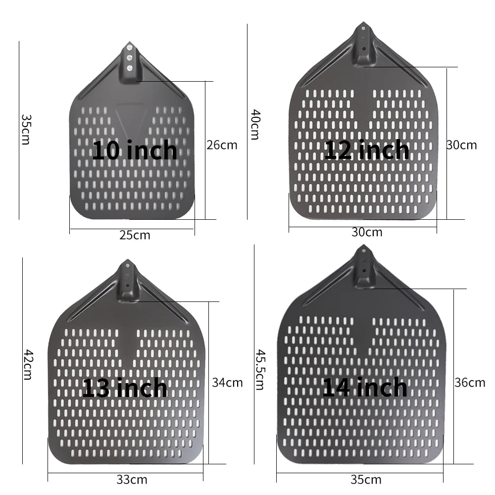 10 12 13 14 Inch Big Pizza Perforated Shovel Paddle Short/Long Handle for Oven Turning Peel Kitchen Utensils Pizza Baking Tools