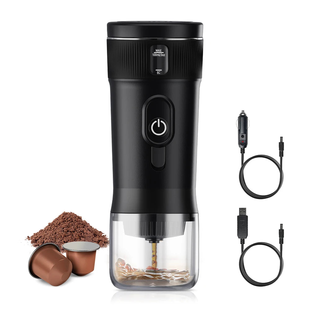 Portable Espresso Machine, DC12V Travel Coffee Maker for Car and Camping, Compatible with Nespresso Capsules, Hot Cold Brew