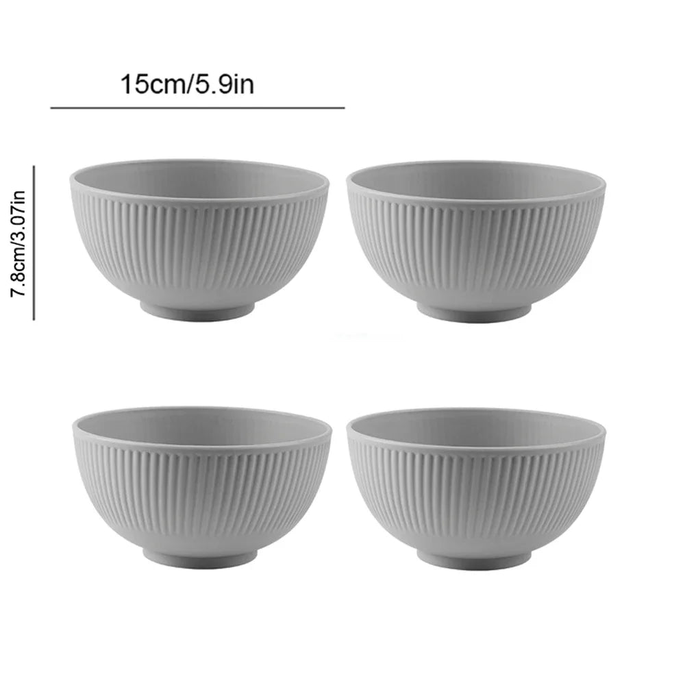 4/16Pcs Grey Straw Cutlery Set Dishes Bowls Disk Water Cup Tableware Plastic Unbreakable Polypropylene Kitchen Dinnerware