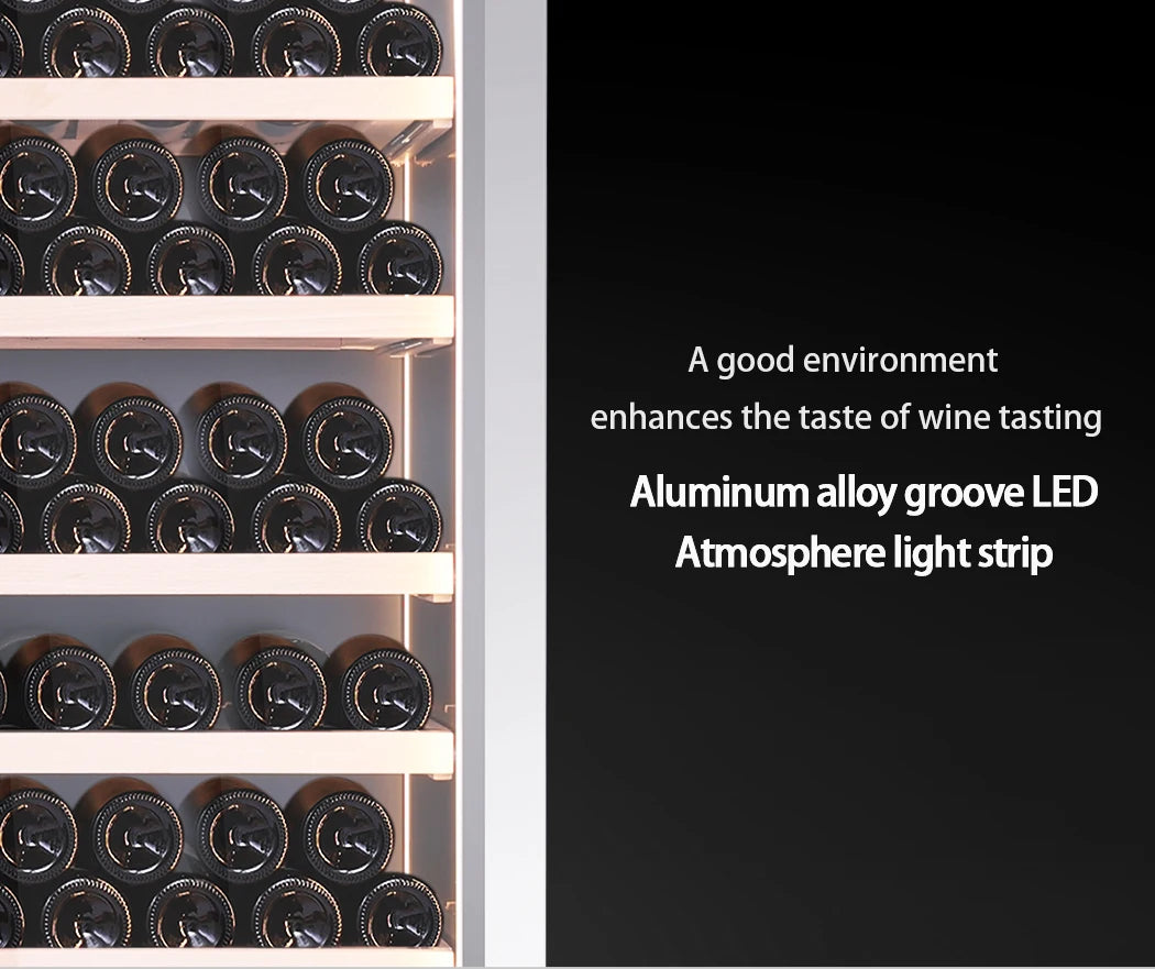 357L Wine Cooler Refrigerator Stainless Steel Wine Cabinet Intelligent Cellar for Red/White Wine Champagne Cocktail Liquor