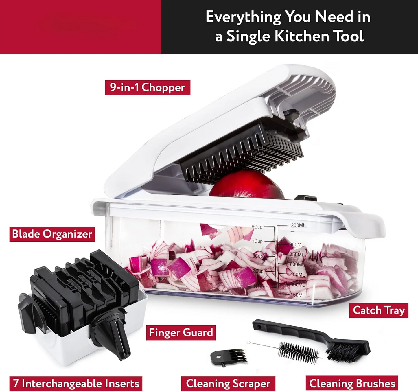 Vegetable Chopper - Food Chopper - Spiral Cutter - Vegetable Chopper with Container - Kitchen Gadgets Home Essential Accessories