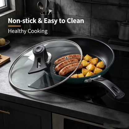 Cast Iron Skillet with Lid, Non-Stick, Non-Coated, Oil-Retaining, Suitable for Home Use, Steak Frying Pan, Pancake Pan, Small Pan, Special Pan for Hand-Grabbed Pancakes