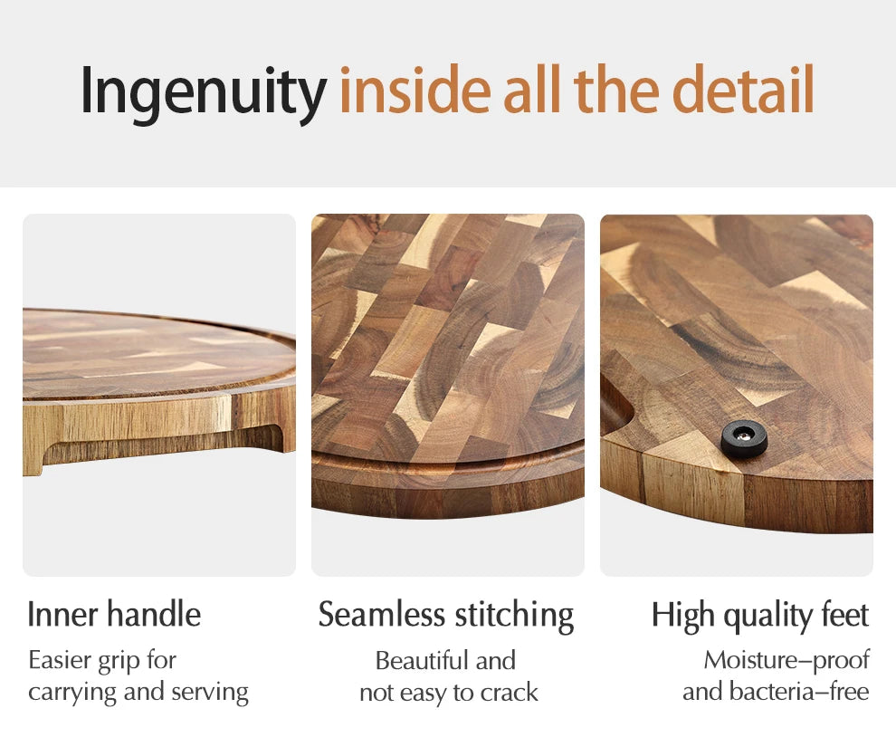 XINZUO Acacia Wood Cutting Board Cut Bread Fruit Meat Quality Kitchen Wooden Chopping Blocks Non-slip Kitchen Tools