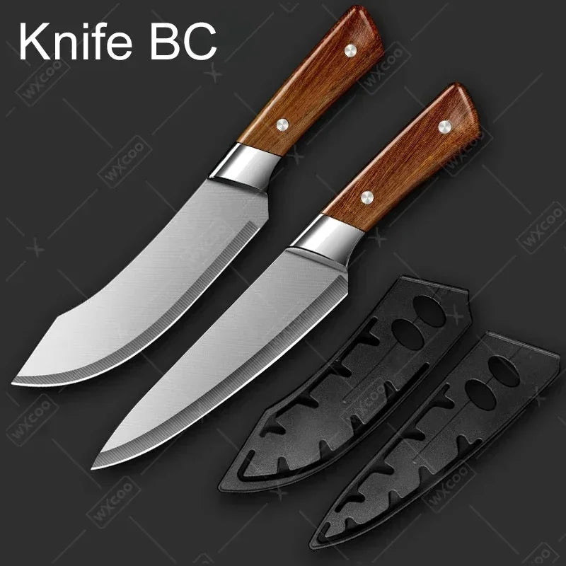 WXCOO Kitchen Knife Japanese Meat Cutting Knife Cleaver Butcher Knife Pork Boning Knife Shaving Knives with Cover