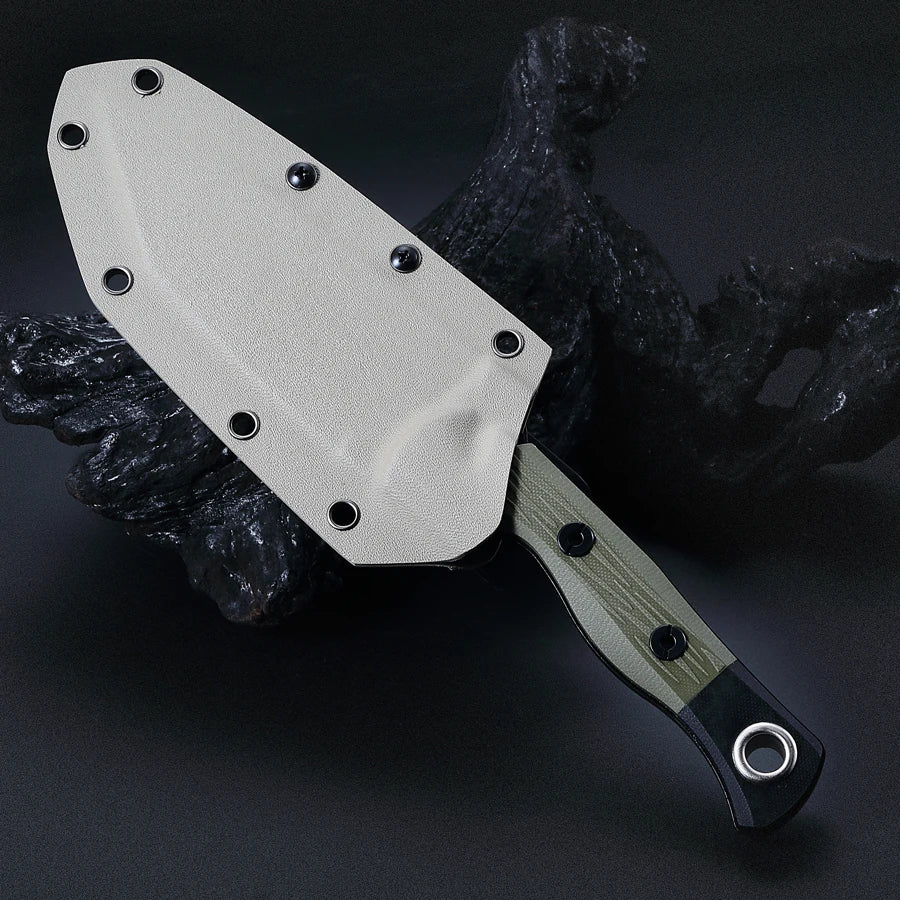 1 piece, 7RC13 high carbon stainless steel professional kitchen and outdoor dual-use knife, G10 handle K-type scabbard