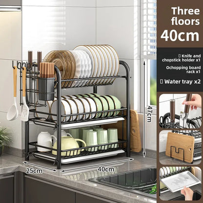 Dish Storage Rack Kitchen Shelf Dish Drain Rack Bowl Rack Cupboard Chopsticks Storage Box