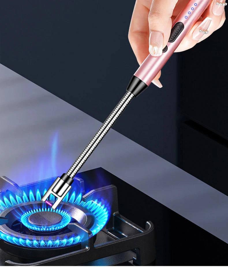 Creative Electric Solitary Electronic Pulse Ignition Household Kitchen Artifact Outdoor Windproof Long Range Charging Lighter Wh