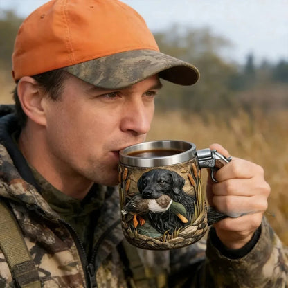 Stainless Resin Hunter Mug 3D Embossed Outdoor Sports Coffee Tea Cup Gift for Men Women Camping Fishing Daily Use Drinking Mug